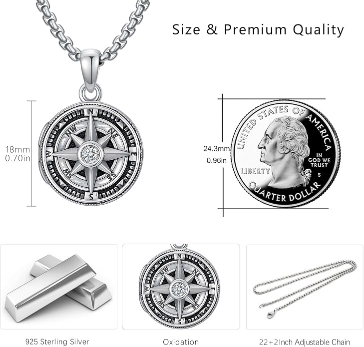 Compass Necklace for Women Graduation Gifts 925 Sterling Silver Celtic Knot Compass Pendant Graduation Jewelry Inspirational Travel Gifts for Women