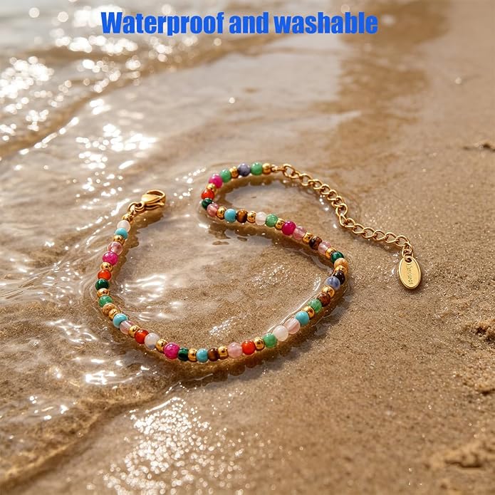 Anklets Bracelets for Women Waterproof Beaded Boho Beads Ankle Adjustable Jewelry