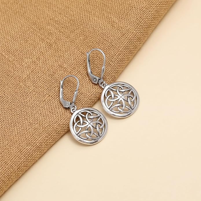 Charmsy 925 Sterling Silver Filigree Earrings for Women | Lightweight Diamond-Cut Openwork Leverback Dangle Earrings | Romantic Jewelry Gifts for Women