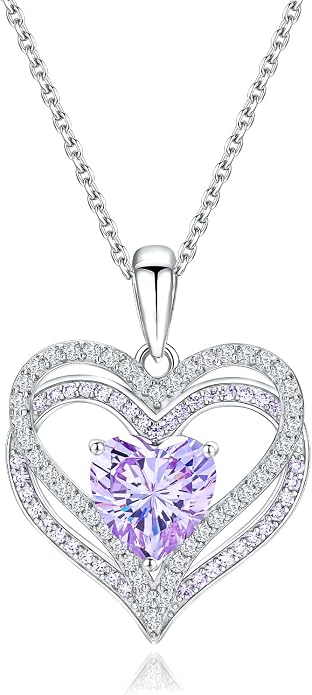 Anniversary Charm Necklace, Sterling Silver 14K Gold Plated Chain with Interlocking Heart Pendant Elegant Birthstone Necklaces for Women, Length 18"