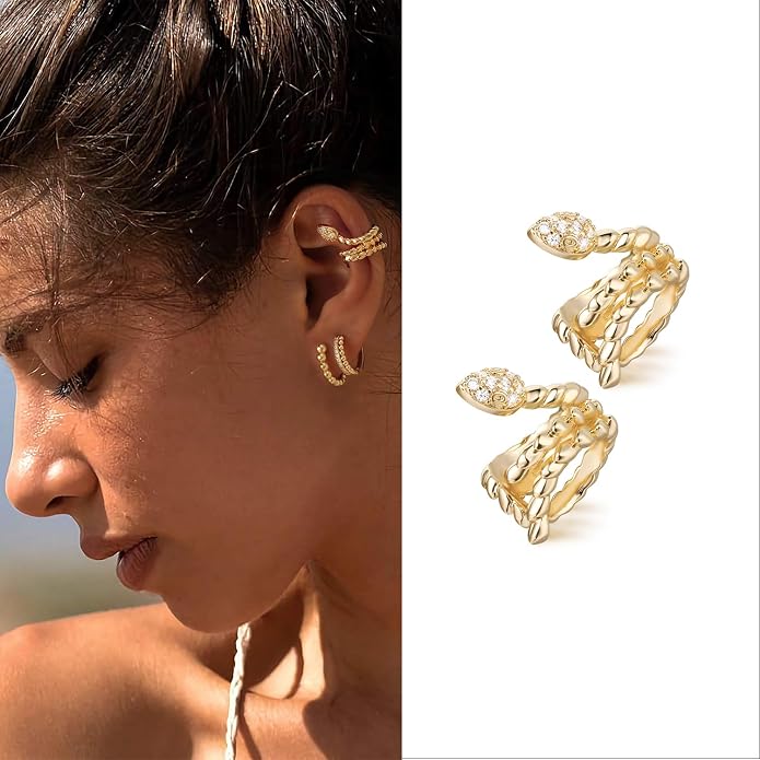MYEARS Women Ear Cuff Earring Gold Non Pierced Ear Cartilage Clip on Wrap Hoop 14K Gold Filled Tiny Boho Beach Simple Minimalist Delicate Handmade Hypoallergenic Jewelry Gift-Sold as Single/Pair