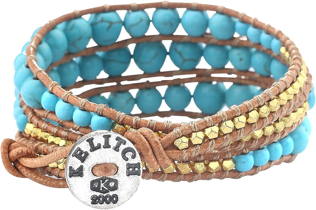 KELITCH New Star Turquoise Bracelets Love Silver Beads 3 Wrap Bracelet Women Shell Pearl Bracelets