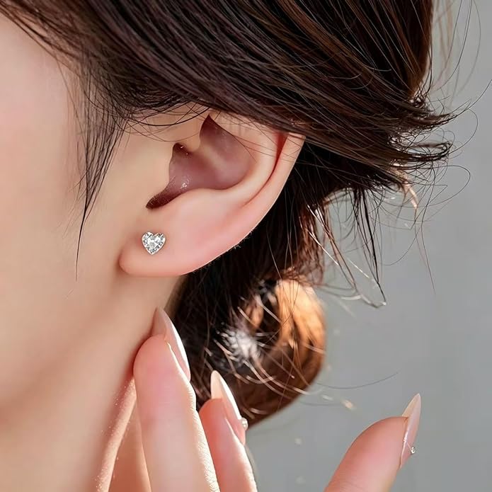 [2 Pairs Value Set]G23 Titanium Stud Earrings for Sensitive Ears, 18G Hypoallergenic Piercing Studs with Flat Back, Internal Thread Earring Jewelry for Women