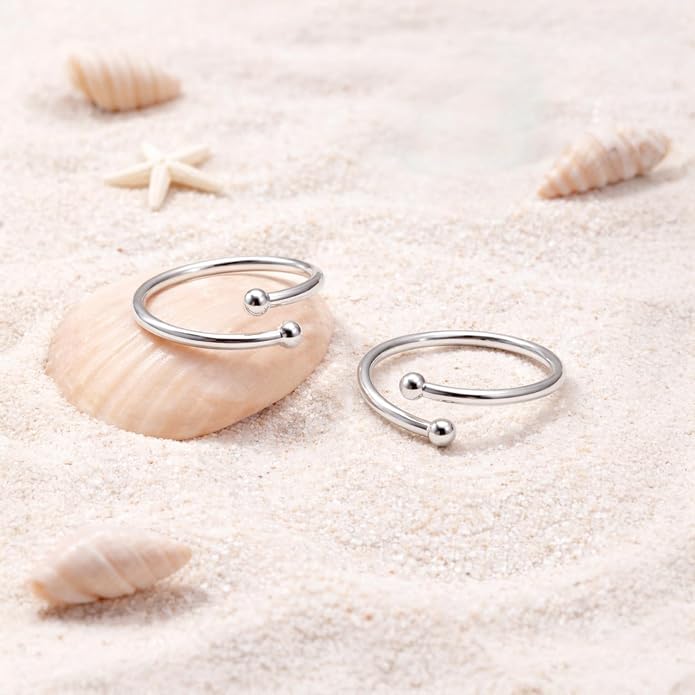 Charmsy 925 Sterling Silver Toe Rings for Women | Minimalist Open Adjustable Toe-Rings Band | Women's Cuff Toe Ring Summer Beach Foot Jewelry