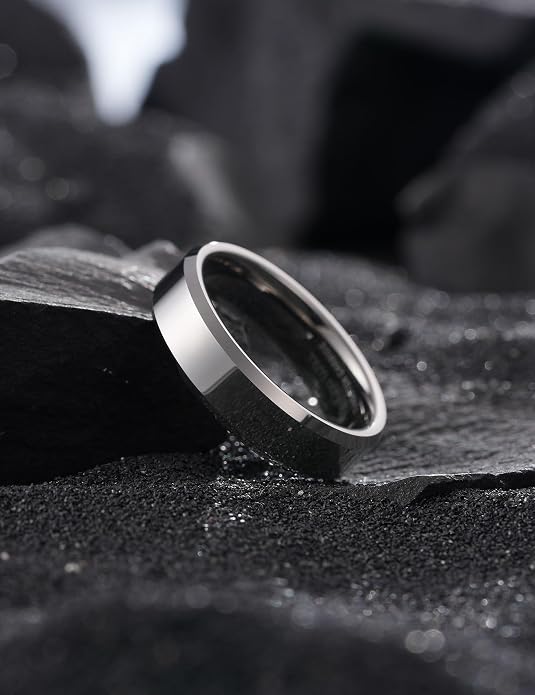 King Will BASIC Men Women 4mm/5mm/6mm/7mm/8mm Titanium Rings Polished Wedding Band Engagement Anniversary Band Comfort Fit