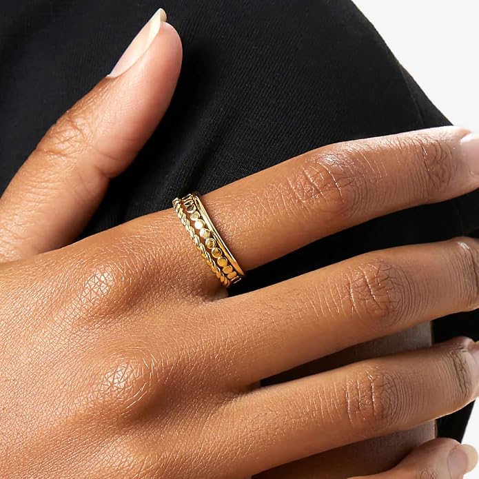 14K Gold Filled Rings for Women, Dainty Stacking Rings for Women, Thin Gold Band Ring Plain Statement Ring Comfort Fit Size 6-10