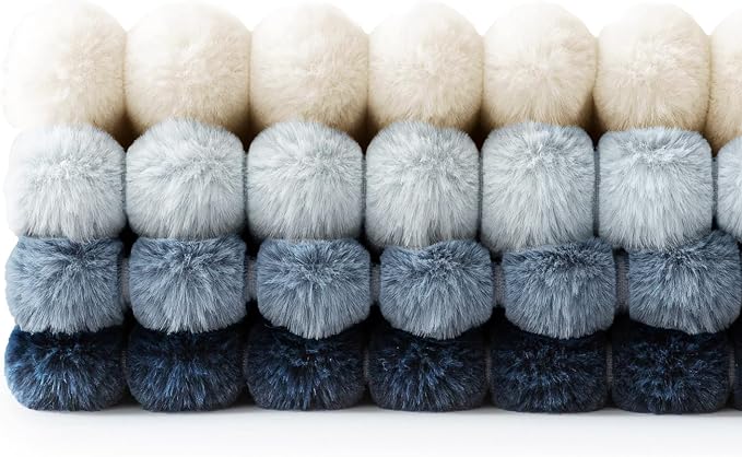 MIULEE Faux Fur Plush Decorative Throw Pillow Covers 24x24 Set of 4, Spring Modern Soft Fuzzy Coastal Striped Cushion Covers for Sofa Couch Bed Living Room Cozy Home Decor,Navy Blue