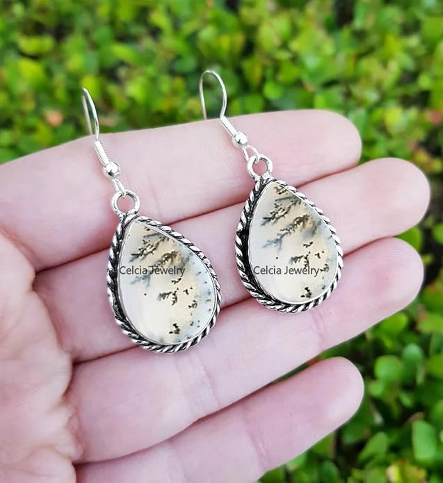 Pure 925 Sterling Silver Dangle Drop Earrings for Women, Pear Gemstone Handcrafted Earrings for Women & Girl ('Amethyst)