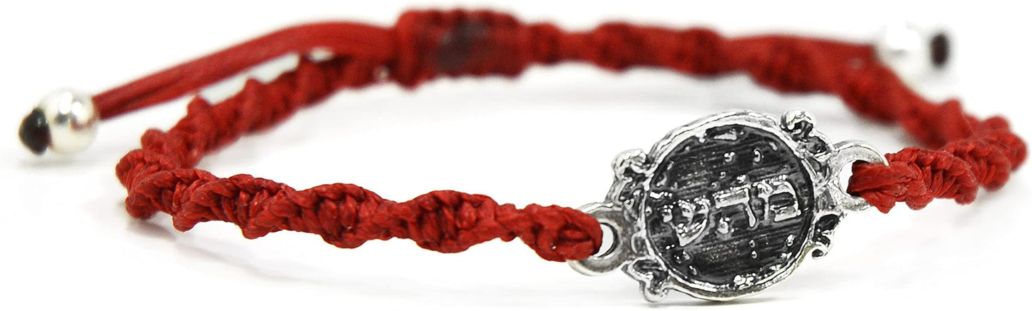 Sterling Silver Charm Bracelet on Red Macrame for Men & Women - Adjustable to 7.5" with Health & Well Being Active Life Motivation Amulet - Gift for Runners, Marathon & Sports People