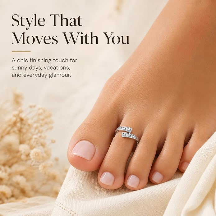 LeCalla 925 Sterling Silver Minimalist Toe Rings Set of Toe Ring Lightweight Simple Antique Open Adjustable Toe-Rings Beach Foot Jewelry Set for Women