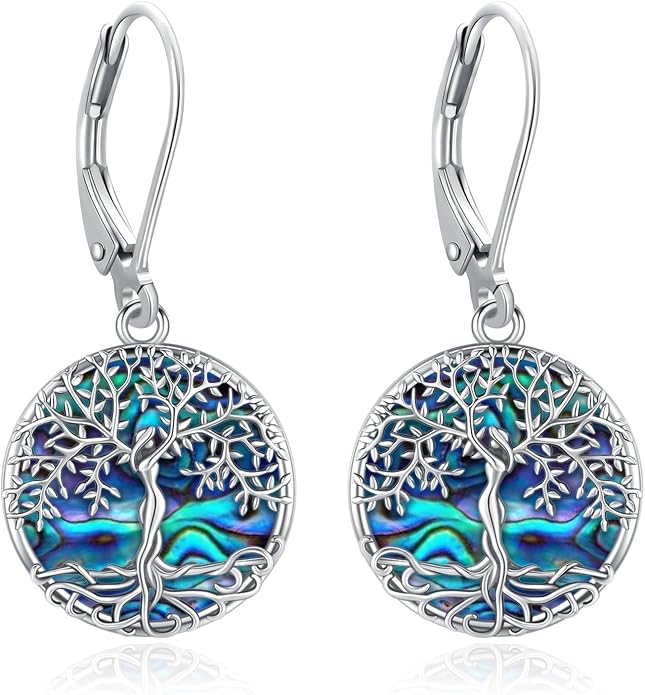 Black Cat/Turtle/Moonstone//Turquoise/Flower/Tree of Life Earrings Sterling Silver Cute Animal Leverback Dangle Earrings Jewelry Gifts