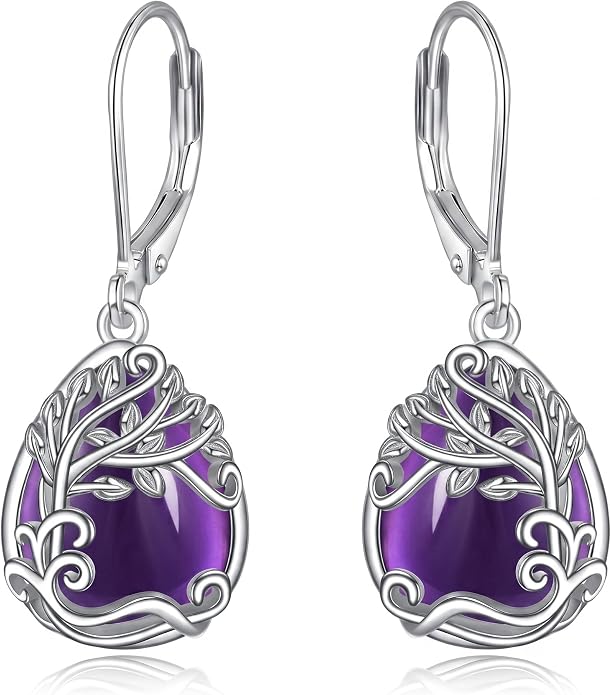 Teardrop Tree of Life/Filigree Earrings for Women Dangle Leverback Earrings Jewelry Gift Anniversary For Her