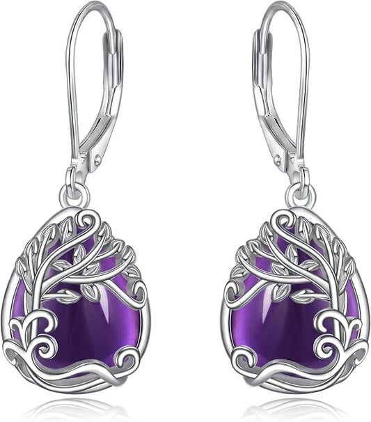 Teardrop Tree of Life/Filigree Earrings for Women Dangle Leverback Earrings Jewelry Gift Anniversary For Her