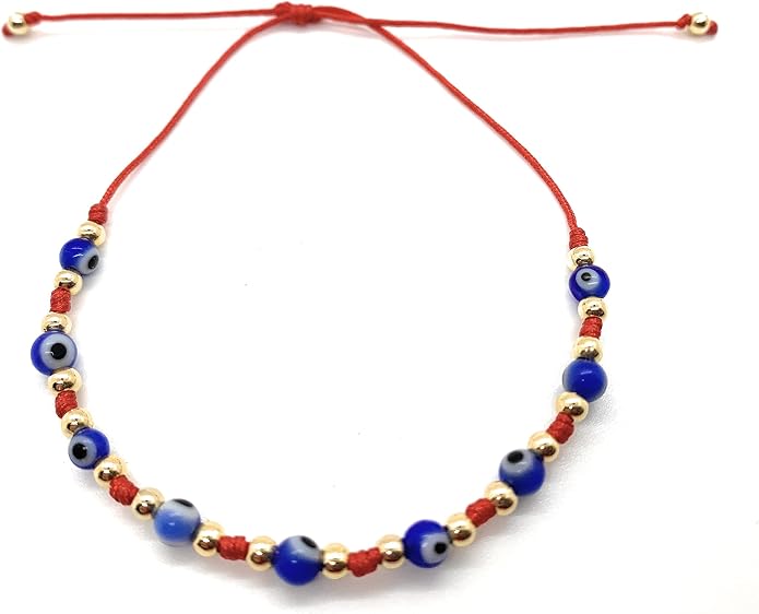 Dainty Evil Eye Adjustable Unisex Bracelet Kabbalah Red String Amulet Nazar