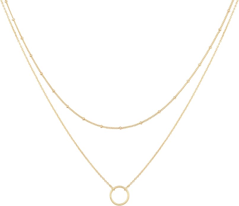 MEVECCO Layered Heart Necklace Pendant Handmade 18k Gold Plated Dainty Gold Choker Arrow Bar Layering Long Necklace for Women
