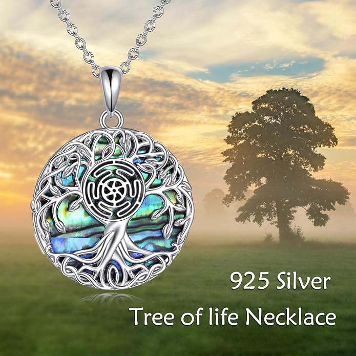 YFN Tree of Life Necklace Sterling Silver Celtic Knot Tree Pendant Jewelry Gifts for Women Men