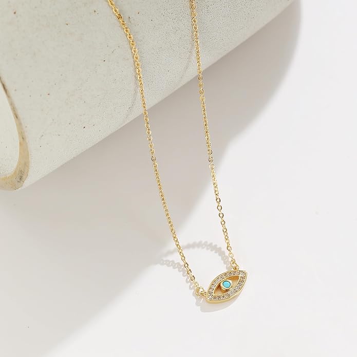 Collner 14K Gold Heart Pendant Necklace for Women Dainty Star Necklace Tiny Evil Eye Choker Necklace Boho Crescent Moon Necklace Minimalist Jewelry