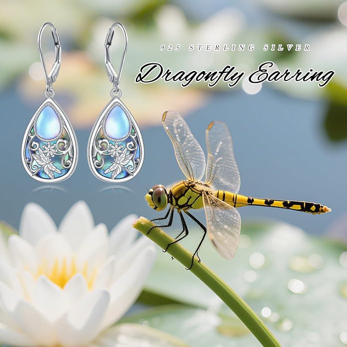 925 Sterling Silver Filigree Dangle Drop Earrings Daisy/Lotus/Rose Flower/Moonstone Leverback Teardrop Earrings for Women Infinity Celtic Knot Daisy Lotus Jewelry for Mothers Day