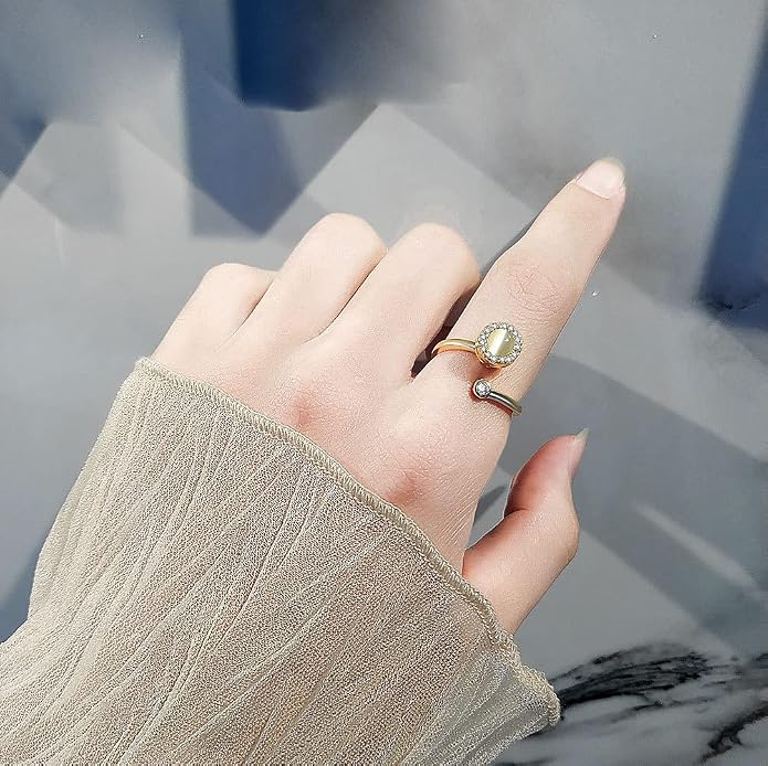 Fidget Ring Anxiety Spinner Ring Open Adjustable Sunflower Star Moon Windmill Butterfly Rings Daisy Stress Relieving Fidget Women Cubic Zirconia Anti Stress Mood Rotate Inspirations Jewelry