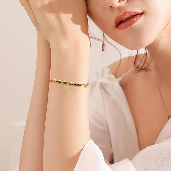 Dont Let The Hard Days Win Bracelet - Gold Hard Day Motivational Bangle Stainless Steel Engraved Words, Inspirational Chain Jewelry Gifts for Women Friend