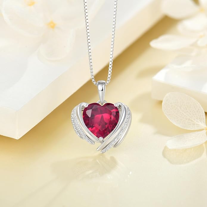Birthstone Heart Necklace for Women, Infinity Love Heart Birthstone Crystal Charm, 925 Sterling Silver Zirconia Necklace for Mother's Day for your mother and jewelry for your beloved ones on anniversaries