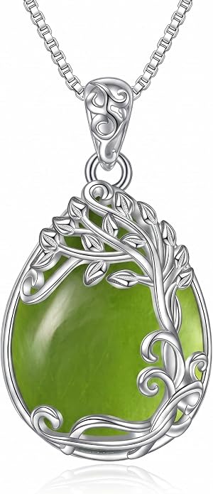 Teardrop Moonstone Necklace for Women Tree of Life/Filigree Birthstone Pendant Necklace Jewelry