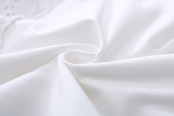 2-Pack Lace Pillow Shams Cases Covers with Ruffles Bright White Egypt Cotton Standard Size 20"X26" Luxury Elegant Twin Size