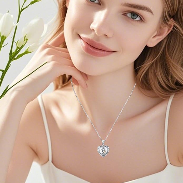 MEDWISE 925 Sterling Silver Locket Necklace That Holds Pictures Photo Necklace Oxidized Rose Flower/Sunflower/Compass/Celtic Heart Pendnat Lockets Gifts for Women Birthday Christmas Gifts