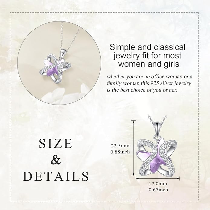 Crystal Necklace 925 Sterling Silver Crystal Pendant Necklace for Women Gift for Women