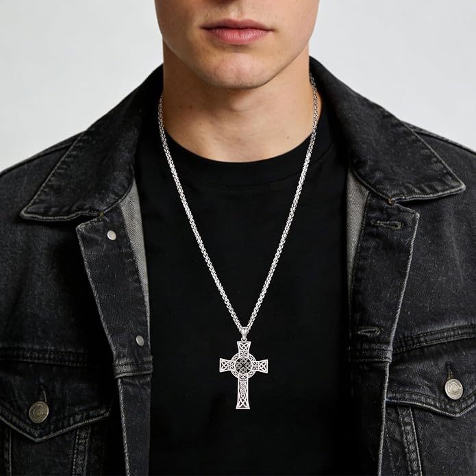 Celtic Cross Tree of Life Necklace for Women Sterling Silver Thor Hammer Tree of Life Pendant Irish Knot Cross Amulet Tree of Life Jewelry