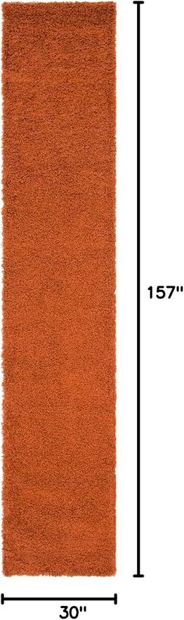 Unique Loom Solid Shag Collection Area Rug (2' 6" x 13' 1" Runner, Terracotta)