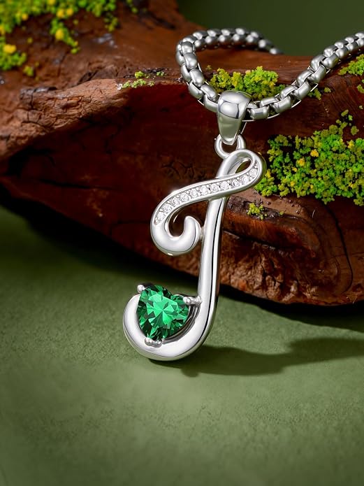 Birthday Gifts for Women Alphabet A to Z Initial Birthstone Pendant Necklaces for Women - 18k White Gold Plated Personalized Name Jewelry Anniversary Graduation Gifts for Wife Her Daughter Girlfriend(with Gift Box)