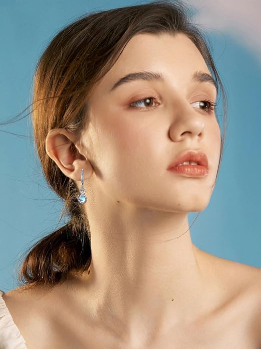 Dorunmo Moonstone Dangle Drop Earrings s925 Sterling Silver Leverback Earrings Filigree Moonstone Jewelry Birthday Gifts for Women