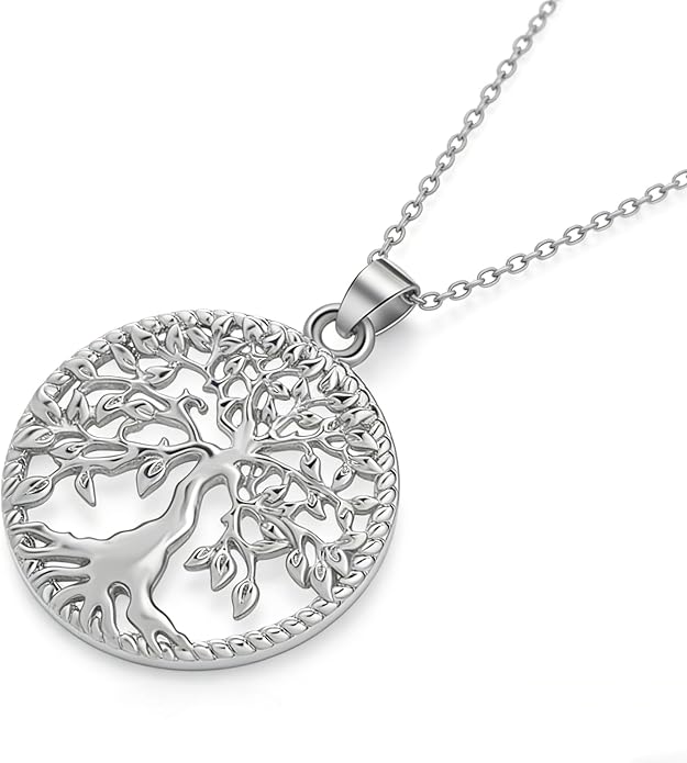 Tree of Life Necklace for Women, 925 Sterling Silver Pendant Necklace, Dainty Family Tree Celtic Jewelry, Birthday Anniversary Mothers Day Gift