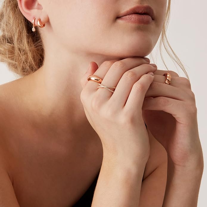 PAVOI 14K Gold Plated Chunky Dome Ring |Puffy Dome Stackable Rings | Chunky Signet Ring for Women
