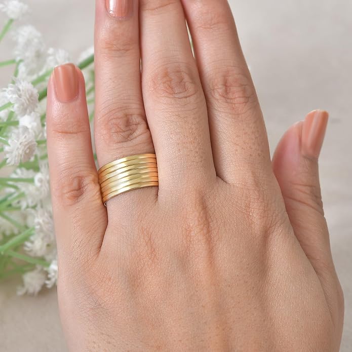 PHNX Two-Tone Stacking Ring for Women | Real Sterling Silver Ring| Hammered Finish Design | Elegant Boho Chic Jewelry | Perfect for Daily Wear, Special Occasions