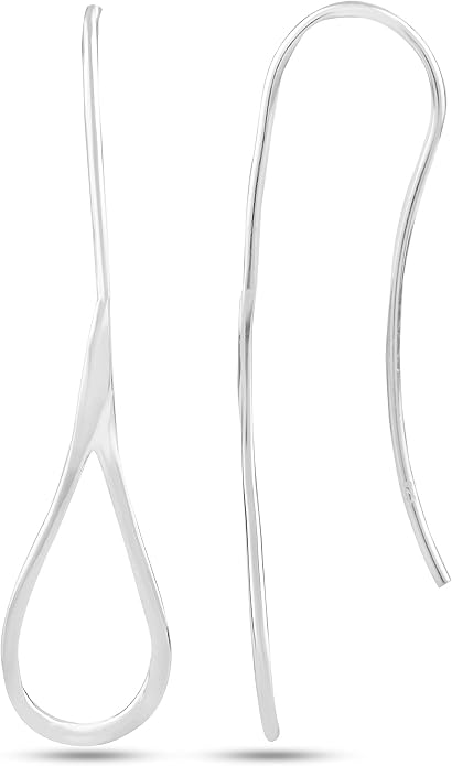 LeCalla 925 Sterling Silver Drop Ear Cuffs Earrings | Lightweight Threader Wire Shaped Teardrop Dangle Earring for Women | Hypoallergenic Piercing Gifts for Her