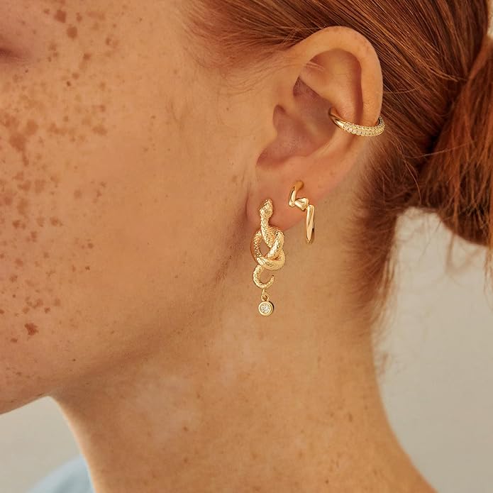 MYEARS Women Ear Cuff Earring Gold Non Pierced Ear Cartilage Clip on Wrap Hoop 14K Gold Filled Tiny Boho Beach Simple Minimalist Delicate Handmade Hypoallergenic Jewelry Gift-Sold as Single/Pair