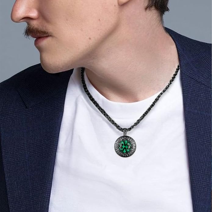 Viking Rune Necklace 925 Sterling Silver Norse Amulet Necklace Viking Jewelry Gifts for Men