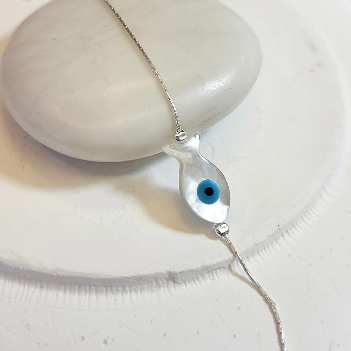 Minimalist Evil Eye Charm Bracelet – Handmade Delicate Good Luck Jewelry for Women – Adjustable 6.5” + 1” Extender