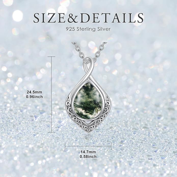 PELOVNY Celtic Knot Necklaces for Women 925 Sterling Silver Gemstone/Birthstone Teardrop Infinity Necklace Irish Celtic Pendant Jewelry Gifts for Mom Daughter Wife