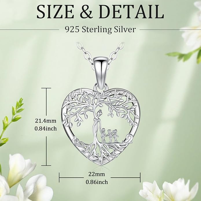 Odinstone Tree of Life Necklace, Sterling Silver Pendant for Women Family Tree Necklaces Jewelry for Mom/Wife/Grandma(With Fine Gift Box)