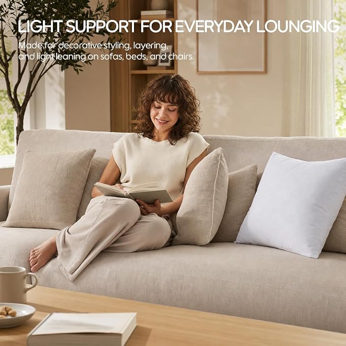 12x24 Feather Lumbar Pillow Insert Set of 4, Decorative Throw Pillow Insert for Covers, Fuller Fit with Soft Support for Bed and Couch