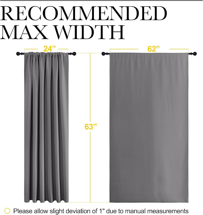 NICETOWN Blackout Curtain Panels for Window - Thermal Insulated Rod Pocket Blackout Drapes/Draperies for Dining Room (2 Panels, W62 x L63 inches, Grey)