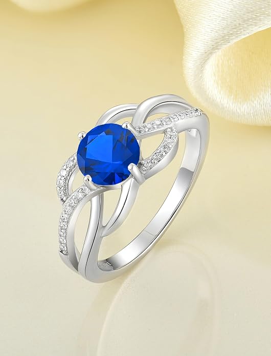 YL Celtic Knot Rings 925 Sterling Silver Twisted Ring Cubic Zirconia Infinity Statement Jewelry for Women