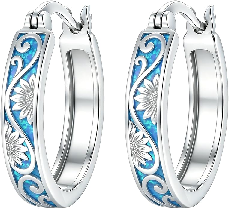 Opal/Turquoise Huggie Earrings 925 Sterling Silver Opal/Turquoise Small Animal Huggie Hoop Earrings Animal Huggies Earring Jewelry Gifts for Women Mom Her