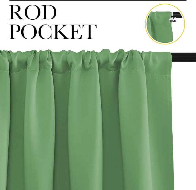 NICETOWN Blackout Curtains for Living Curtains, Froest Green, 1 Pair, 34-inch W x 72-inch L, Home Decorations Thermal Insulated Solid Pole Top Blackout Drapes for Living Room