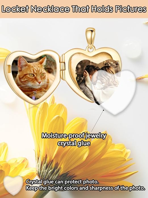 Round/Heart/Oval Shape Locket Necklace That Holds Pictures 925 Sterling Silver Personalized Birthstone Photos Engraved Locket Pendant Birthday Memorial Jewelry Gift for Women