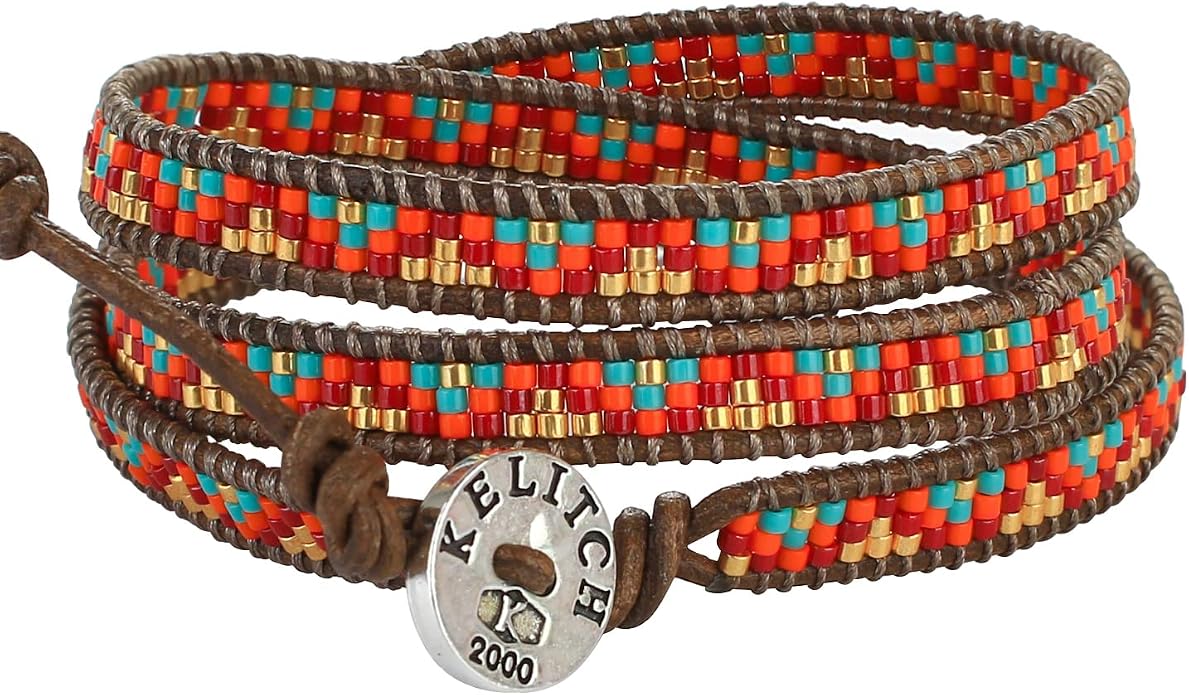 KELITCH New Women Friendship Bracelet Leather Wrap Bracelets Bangle Handmade Stackable Jewelry