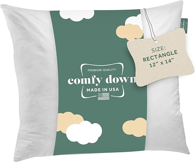ComfyDown 12x14 Throw Pillow Insert, Down & Feather Fill, 100% Cotton Cover, Made in USA – Premium Soft Decorative Pillow Form Sham Stuffer for Bed, Sofa & Couch